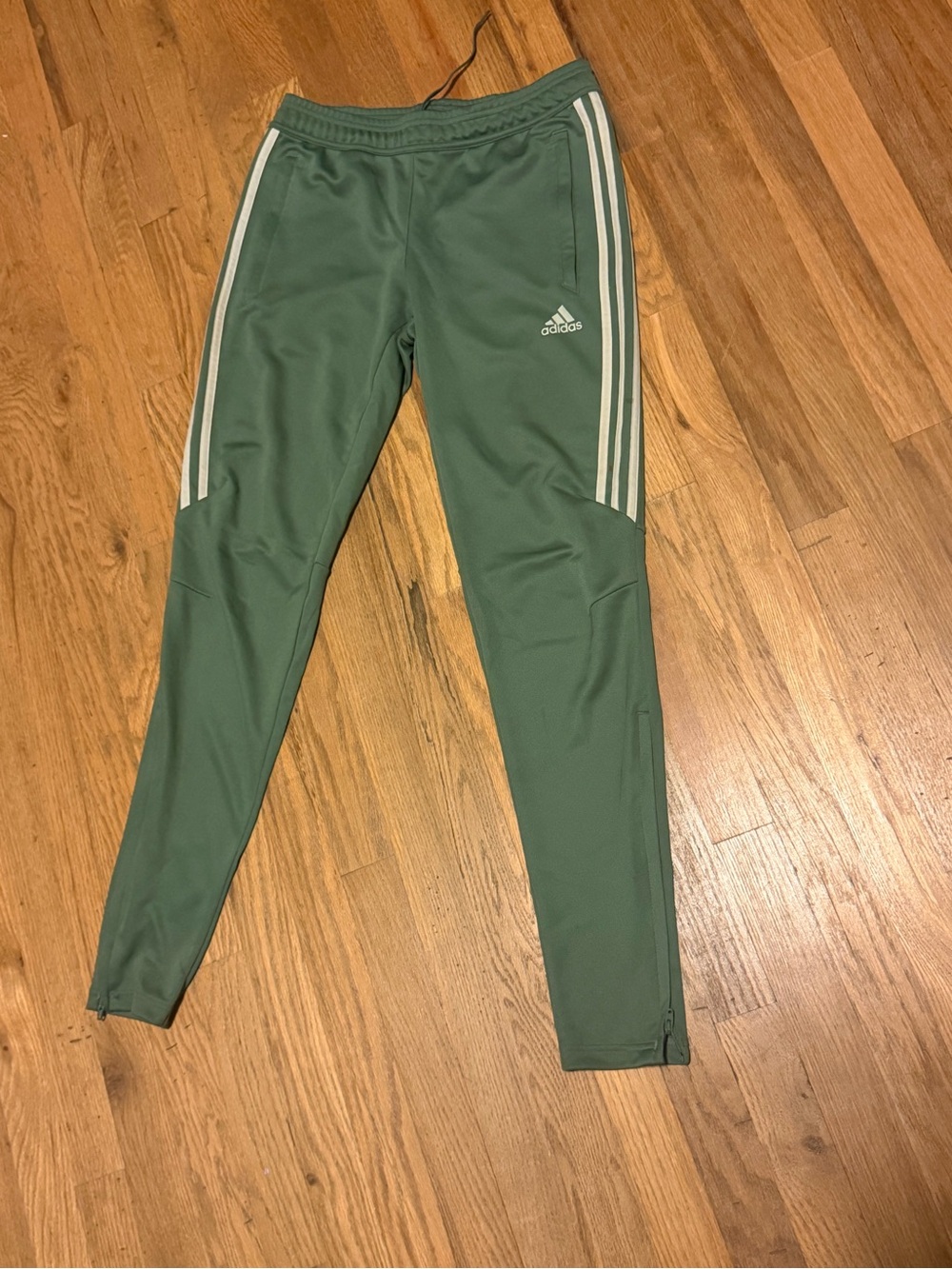 adidas women Olive Green Track Pants with White 3-Stripes